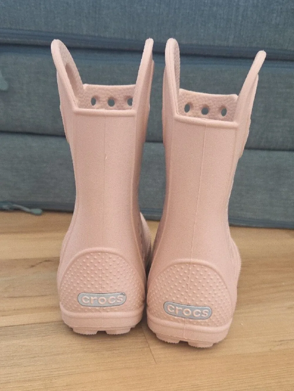 CROCS Kids Light Pink Rain & Snow Boots with Handles